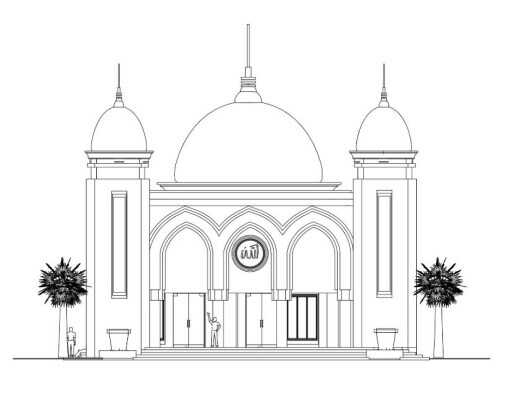 sketsa gambar masjid sederhana